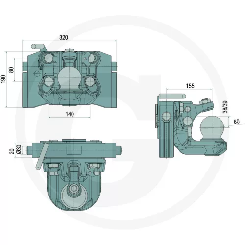 03632046A02 Scharmüller Golyós vonófej K80 320 mm