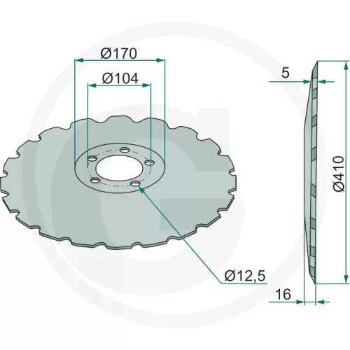 1800340021 GRANIT Tárcsa fogazott, CX-Mulch, Ø 410 x 5 mm