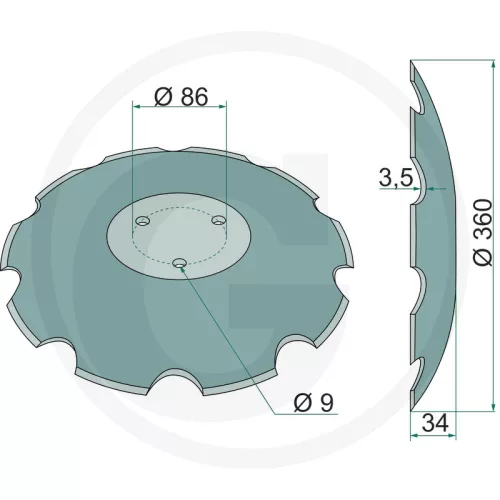 1800560034 GRANIT Csipkés tárcsa Csipkés, nyomjelző, Ø 365 x 3 mm, 3 furat