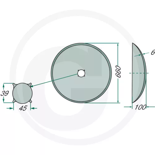 18006 P00278 GRANIT Tárcsalap Sima, Ø 660 x 6 mm