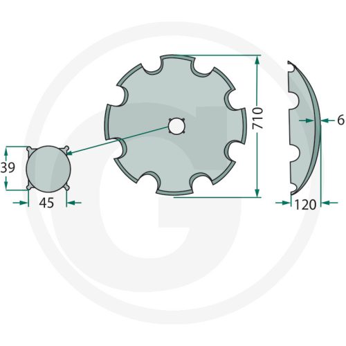 18006 P00282 GRANIT Tárcsalap Csipkés, Ø 710 x 6 mm