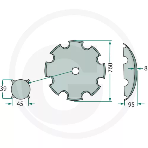 18006 P00284 GRANIT Tárcsalap Csipkés, Ø 760 x 8 mm