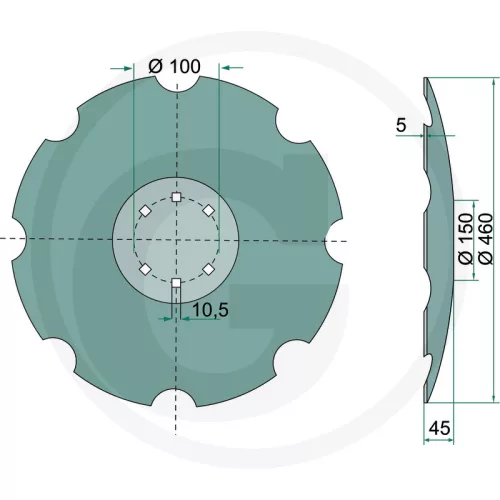 18028 H2206710 GRANIT Tárcsalap Csipkés, Ø 460 x 5 mm