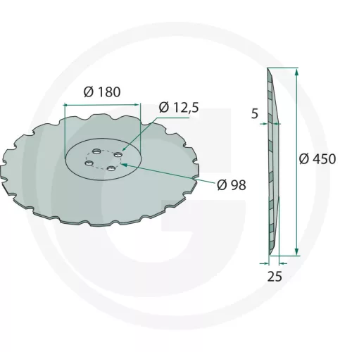 18031-0619 GRANIT Tárcsalap Finoman csipkézett Ø 450 x 5 mm
