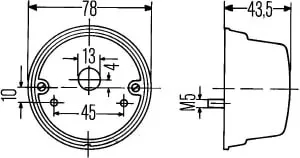 2BE001259061 Hella Villogó szélességjelző lámpa 44x78 mm, süllyesztett vagy felületi, kerek, 18/3 W, 12 V, IP5K9K
