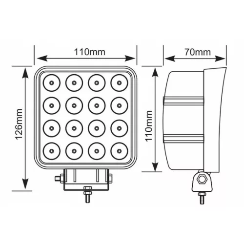 720168 Luminex LED Munkalámpa, flood- 3040 Lumen, 9-33V + 0,35 m kábel