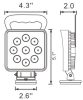 724382 Luminex LED Munkalámpa,  mágneses alap - 1600 LUMEN, 12-24V + 3 m kábel