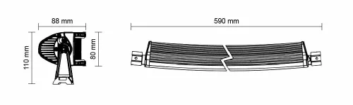 725340 Luminex LED Fényhíd ívelt - 6600 Lumen, 9-32V + 0,4 m kábel, hossz 546 mm