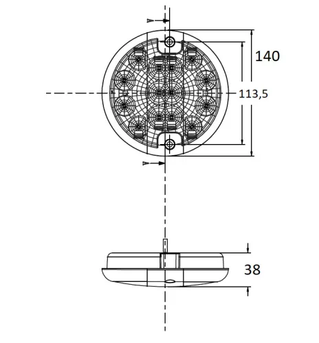 726187 Luminex LED Hátsó lámpa, 9-33V + 0,25 m kábel