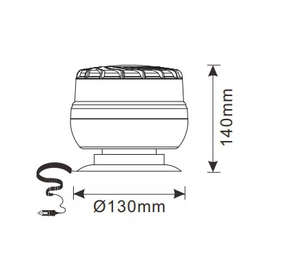 726206 Luminex LED bacons mágneses tartó, 9-33V + 2 M spirálkábel
