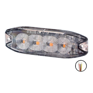 727461 Luminex 4x LED FIGYELMEZTETŐ LÁMPA borostyán, 9-33V + 0,15 M KÁBEL