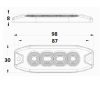 727461 Luminex 4x LED FIGYELMEZTETŐ LÁMPA borostyán, 9-33V + 0,15 M KÁBEL