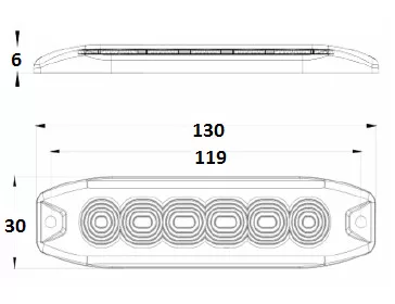 727462 Luminex 6x LED FIGYELMEZTETŐ LÁMPA borostyán, 9-33V + 0,15 M KÁBEL