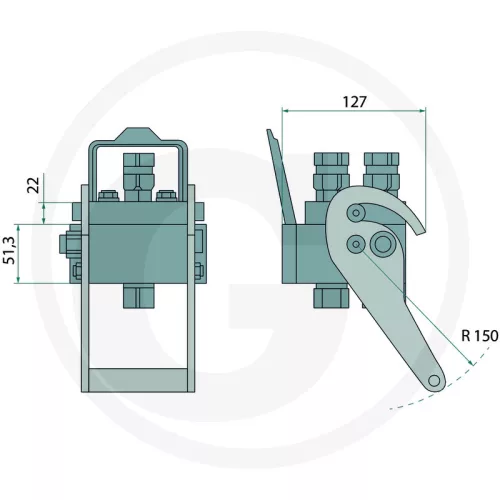 86002003 Faster P206 aljzat BM 2x 1/2" BSP DN10