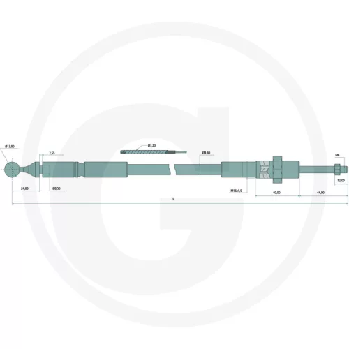 87002313 GRANIT Bovden 1500 mm P40 és P80 szelephez