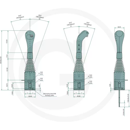 87002319 GRANIT ISO kapcsolókar kapcsolóval 1 kapcsolóval, P40 és P80 szelephez, bovden nélkül