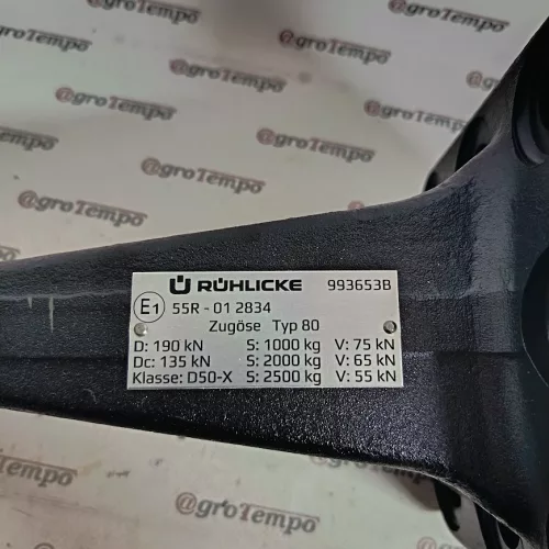 993653B Rüchlike vonószem Ø50 mm, 8 furatos, 110×100 mm, DIN 74053-50D, 190 kN, E-jel