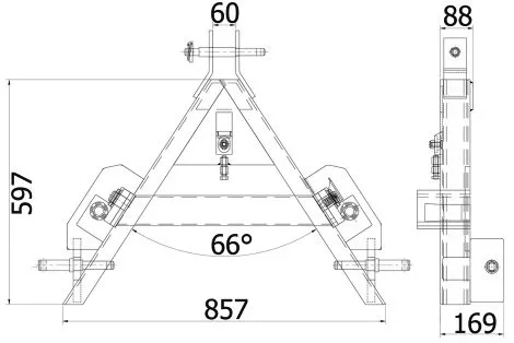 42558814 HEVI bálavilla hárompontos felfüggesztéssel (Kat. 1/2) – 800 kg teherbírás