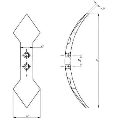 CP2821 Kramp kopócsúcs 450x135x19,5 mm, megfordítható, ívelt, 2 furat