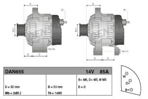 DAN655 DENSO generátor (14V, 85A)