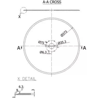 G13825091RN Kramp Lapos tárcsa 373 x 3,0 mm
