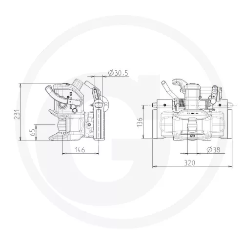 HS17101KU Sauermann vonófejbetét - Ø 40 mm-es vonószem,Ø 38 mm-es csapszeg