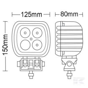 LA10029 KRAMP LED-es munkalámpa, 48 W, 4050 lm, négyzet, 10/30 V, 125x90x125 mm, fényvető, 4 LED-es