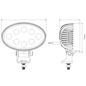 LA10058 KRAMP LED-es munkalámpa, 24 W, 2240 lm, ovális, 10/30 V, 141,5x64,5x90 mm, fényvető, 8 LED-es