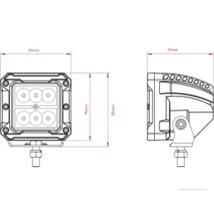 LA10092 KRAMP LED-es munkalámpa, 18 W, 1620 lm, négyzet, 10-30 V, 81x76x78 mm, fényvető
