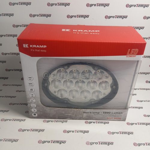 LA10432SP KRAMP Munkalámpa LED, 65W, 5880lm, ovális, 10/30V, 166x148x95mm, Deutsch dugó, Spot, 13 LED