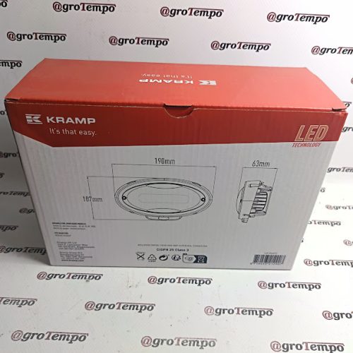 LA104491 KRAMP Munkalámpa LED, 40W, 3500lm, oval, 12-24V,190x107x63mm, extra széles terítőfény
