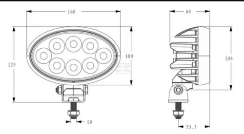 LA10558 Kramp LED munkalámpa, 56 W, 5320 lm, ovális, fehér