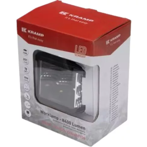 LA10613 KRAMP Munkalámpa LED, 70 W, 5060 lm, négyzet alakú, 12/24 V, fehér, 53,7x75,5x32,3 mm Deutsch dugó, Flood, 10 LE-es