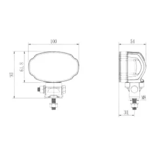 LA10906 KRAMP Munkalámpa LED, 20W, 3000lm, ovális, fehér, 100x54x93mm,Deutsch 2-pin, flood