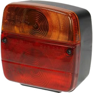 LA11003 Sacex Hátsó lámpa négyzetes, 12/24 V, piros/borostyán, felcsavarozható, 105x100x52 mm