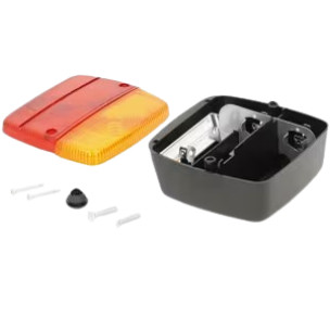 LA11004 Sacex Hátsó lámpa négyzetes, 12/24 V, piros/borostyán, felcsavarozható, 105x100x52 mm