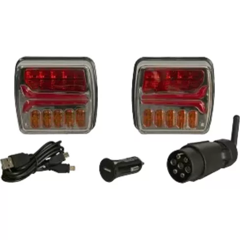 LA60035 KRAMP Vezeték nélküli hátsó lámpa készlet, négyzet, 12V, Li-ion, mágneses, 110x103x7-tűs