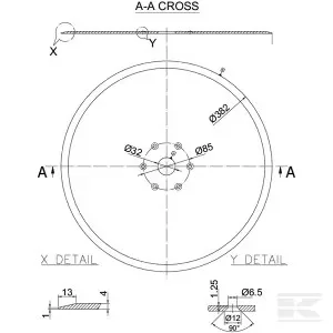 N00875A0N Non Original Lapos tárcsa, 382x4,0 mm süllyesztett furat