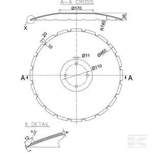 XL035N KRAMP Csipkés tárcsa 460 x 4,0 mm