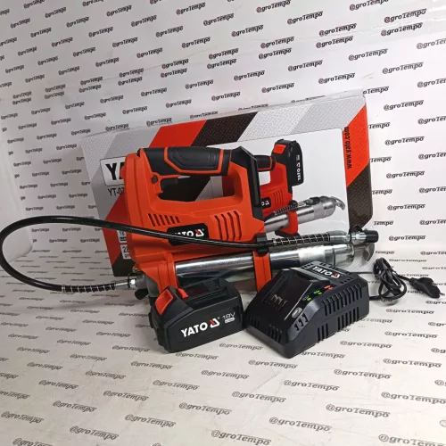 YT-07020 YATO akkus zsírzópisztoly 18 V | 600 g | 620 bar | Szénkefés | 1 x 3 Ah akku + töltő | Kartondobozban