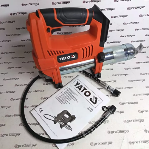 YT-07020 YATO akkus zsírzópisztoly 18 V | 600 g | 620 bar | Szénkefés | 1 x 3 Ah akku + töltő | Kartondobozban