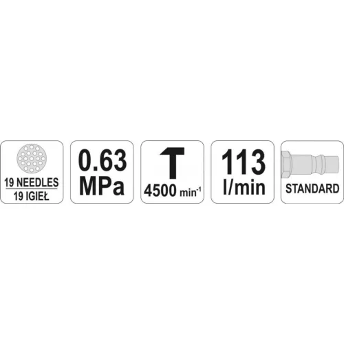 YT-09910 YATO Pneumatikus tűs rozsdaleverő (19 tűs)